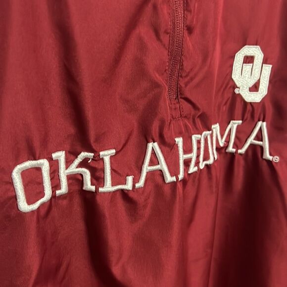 🔥🔥 OKLAHOMA OU SOONERS Vintage PULLOVER WINDBREAKER 1/4 ZIP JACKET Men Sz 2XL - Picture 4 of 12